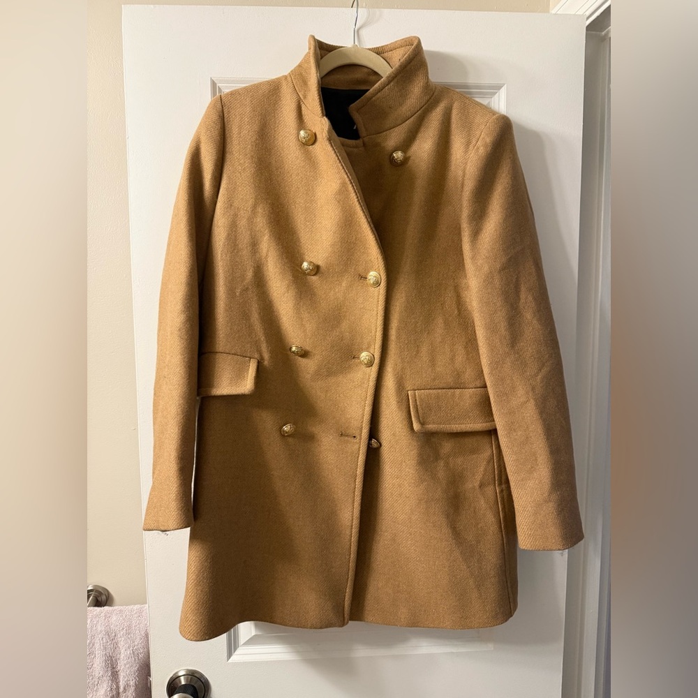EUC Tan Double-Breasted Wool Coat